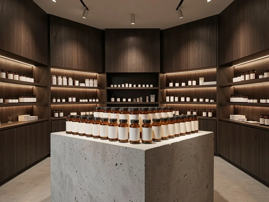 Retail display of DA STEPHANE supplements in a wellness shop