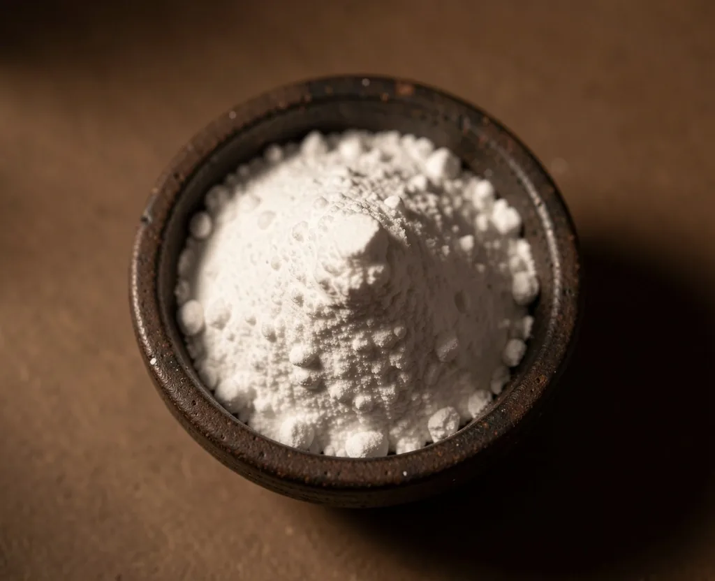 Zinc mineral powder in ceramic dish